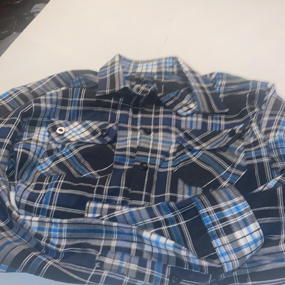 Buckle Black button down blue plaid shirt size S.